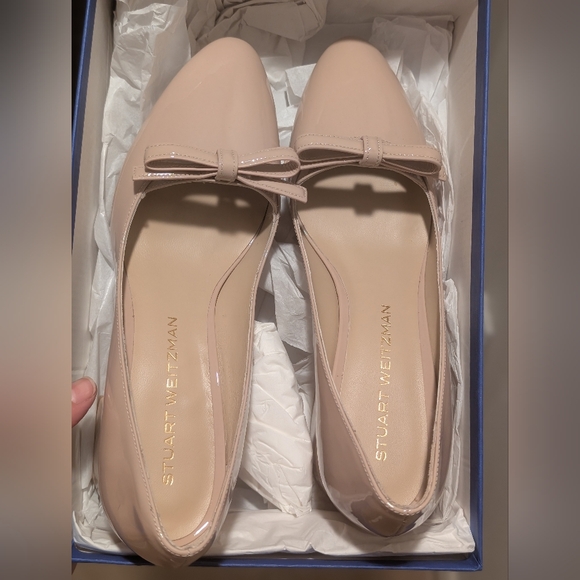 Stuart Weitzman FELICITY BLOCK PUMP 60 Nude Bow Block Heels Narrow 8.5 AA - Picture 6 of 12